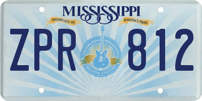 MS license plate ZPR812