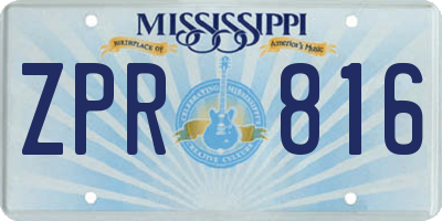 MS license plate ZPR816
