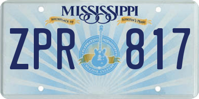 MS license plate ZPR817