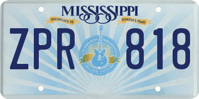 MS license plate ZPR818