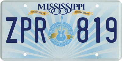 MS license plate ZPR819