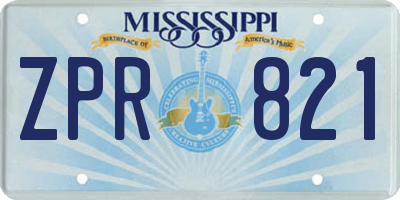 MS license plate ZPR821