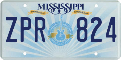 MS license plate ZPR824