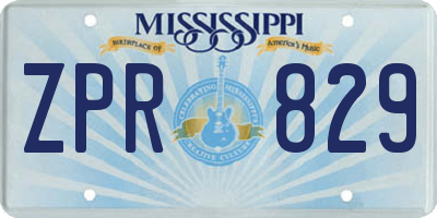MS license plate ZPR829