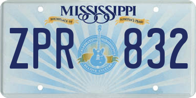 MS license plate ZPR832