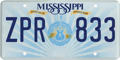 MS license plate ZPR833
