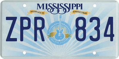 MS license plate ZPR834