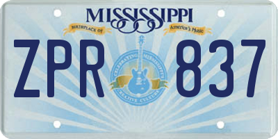 MS license plate ZPR837