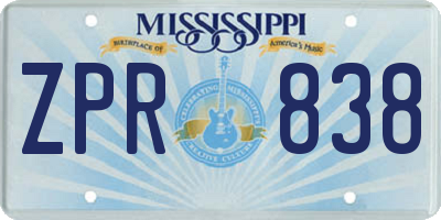 MS license plate ZPR838