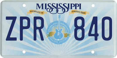 MS license plate ZPR840