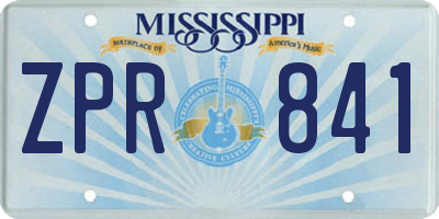 MS license plate ZPR841