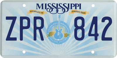 MS license plate ZPR842