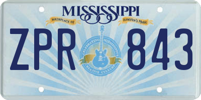 MS license plate ZPR843