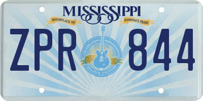 MS license plate ZPR844