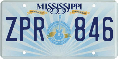MS license plate ZPR846