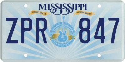 MS license plate ZPR847