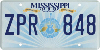 MS license plate ZPR848