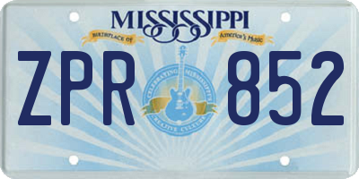 MS license plate ZPR852