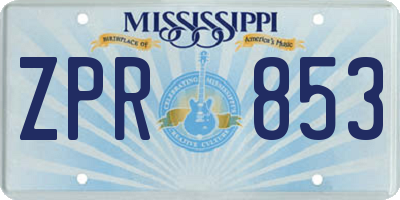 MS license plate ZPR853