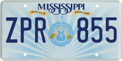 MS license plate ZPR855