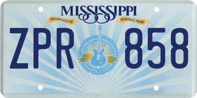 MS license plate ZPR858