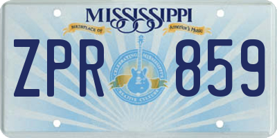 MS license plate ZPR859