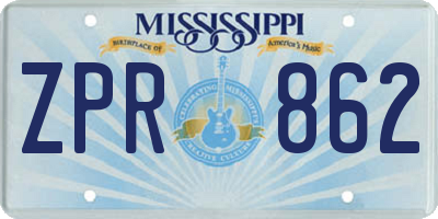 MS license plate ZPR862