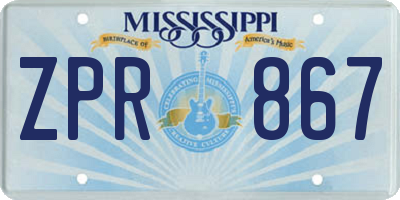 MS license plate ZPR867