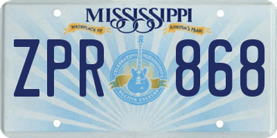 MS license plate ZPR868