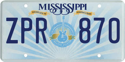 MS license plate ZPR870