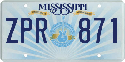 MS license plate ZPR871