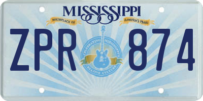 MS license plate ZPR874
