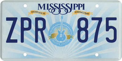 MS license plate ZPR875