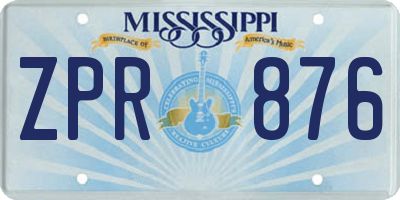 MS license plate ZPR876