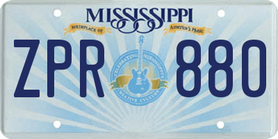 MS license plate ZPR880