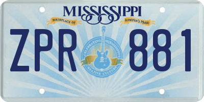 MS license plate ZPR881