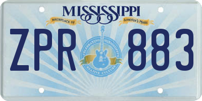 MS license plate ZPR883