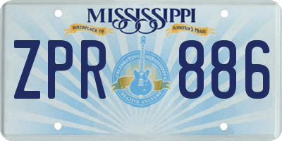 MS license plate ZPR886