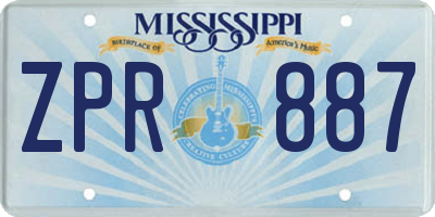 MS license plate ZPR887