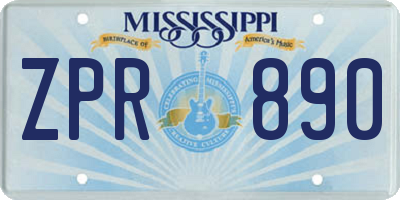 MS license plate ZPR890