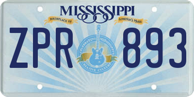 MS license plate ZPR893