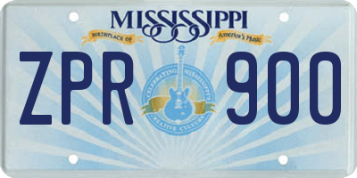 MS license plate ZPR900