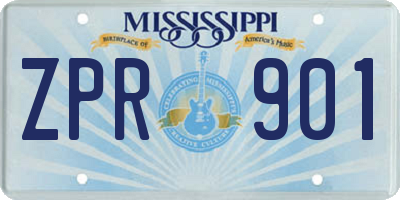 MS license plate ZPR901