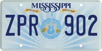 MS license plate ZPR902