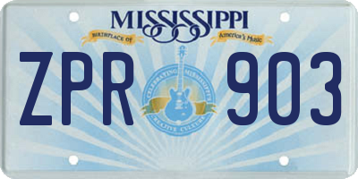 MS license plate ZPR903