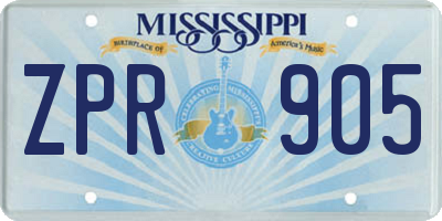 MS license plate ZPR905