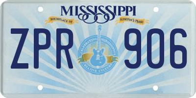 MS license plate ZPR906