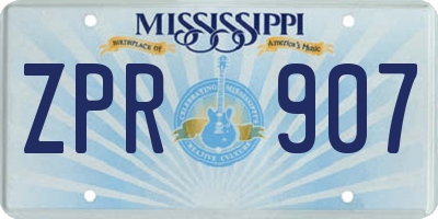 MS license plate ZPR907