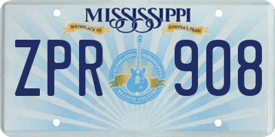MS license plate ZPR908