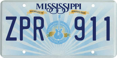 MS license plate ZPR911